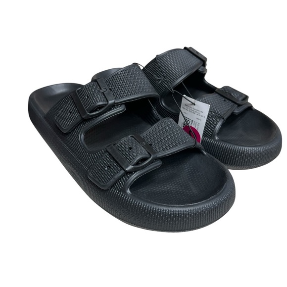 NWT Mixit 2 Buckle Cushion Black Sandals 10 - Picture 7 of 8